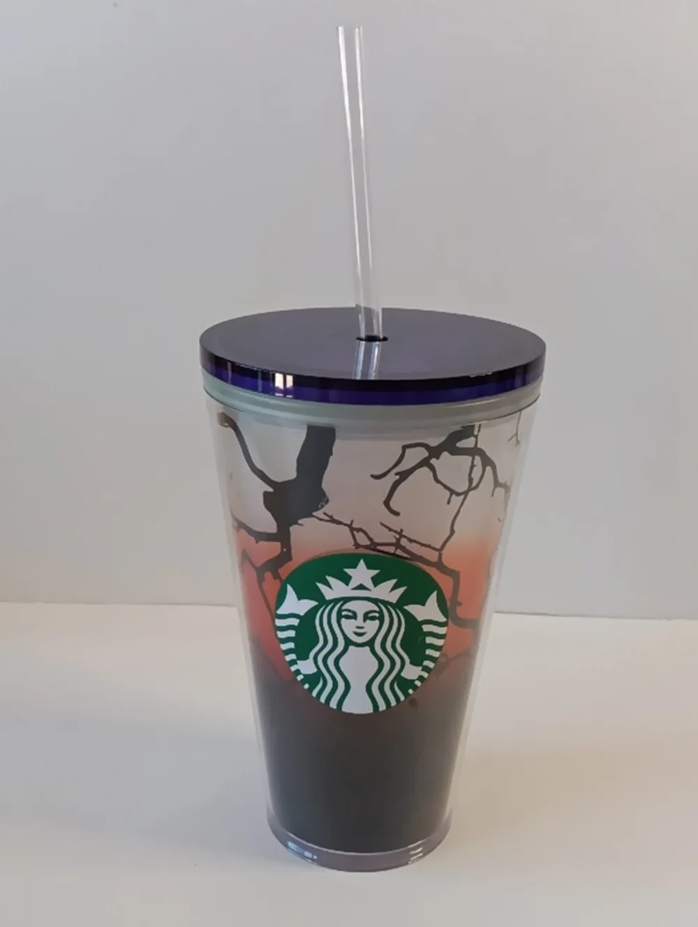 Starbucks Green Logo Gradient Tumbler with Purple Lid